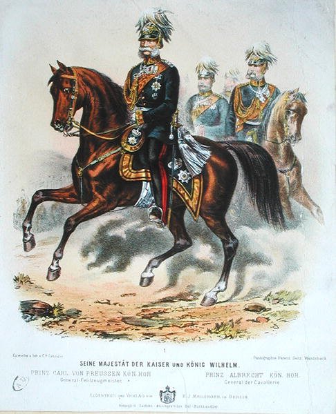 Kaiser Wilhelm I (1797-1888) te Paard door German School