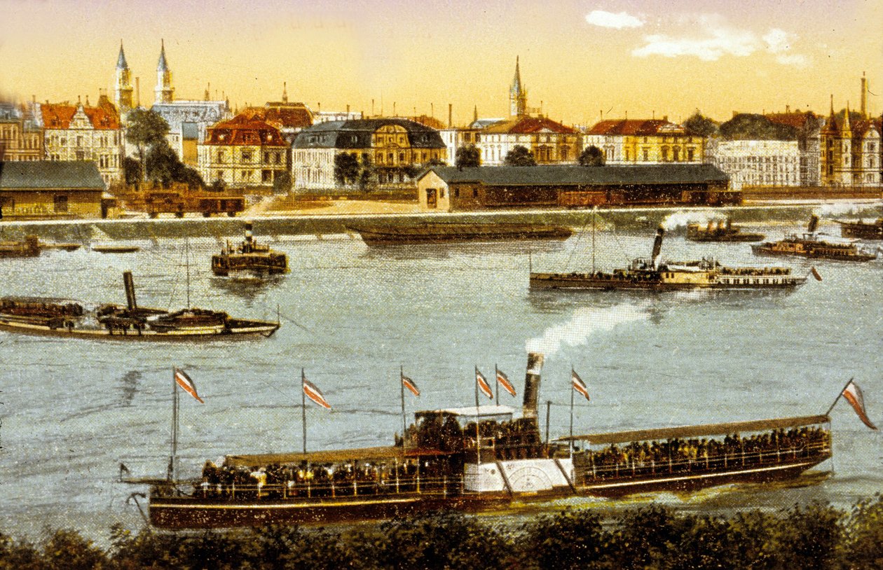Ludwigshafen Am Rhein, ca. 1910 (kleur litho) door German School