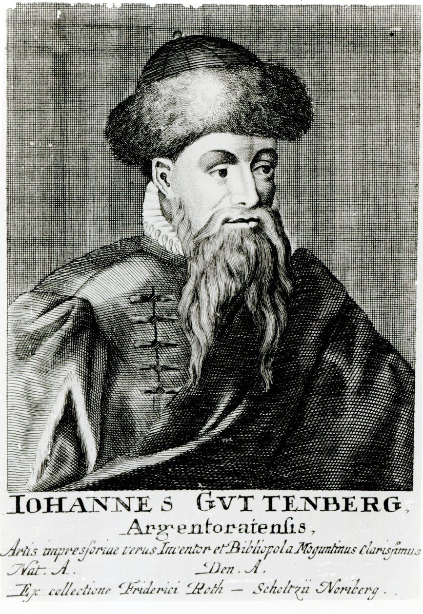 Portret van Johannes Gutenberg door German School