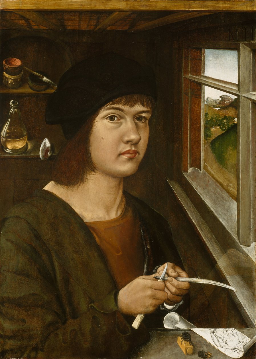 Portret van een jonge kunstenaar door German School