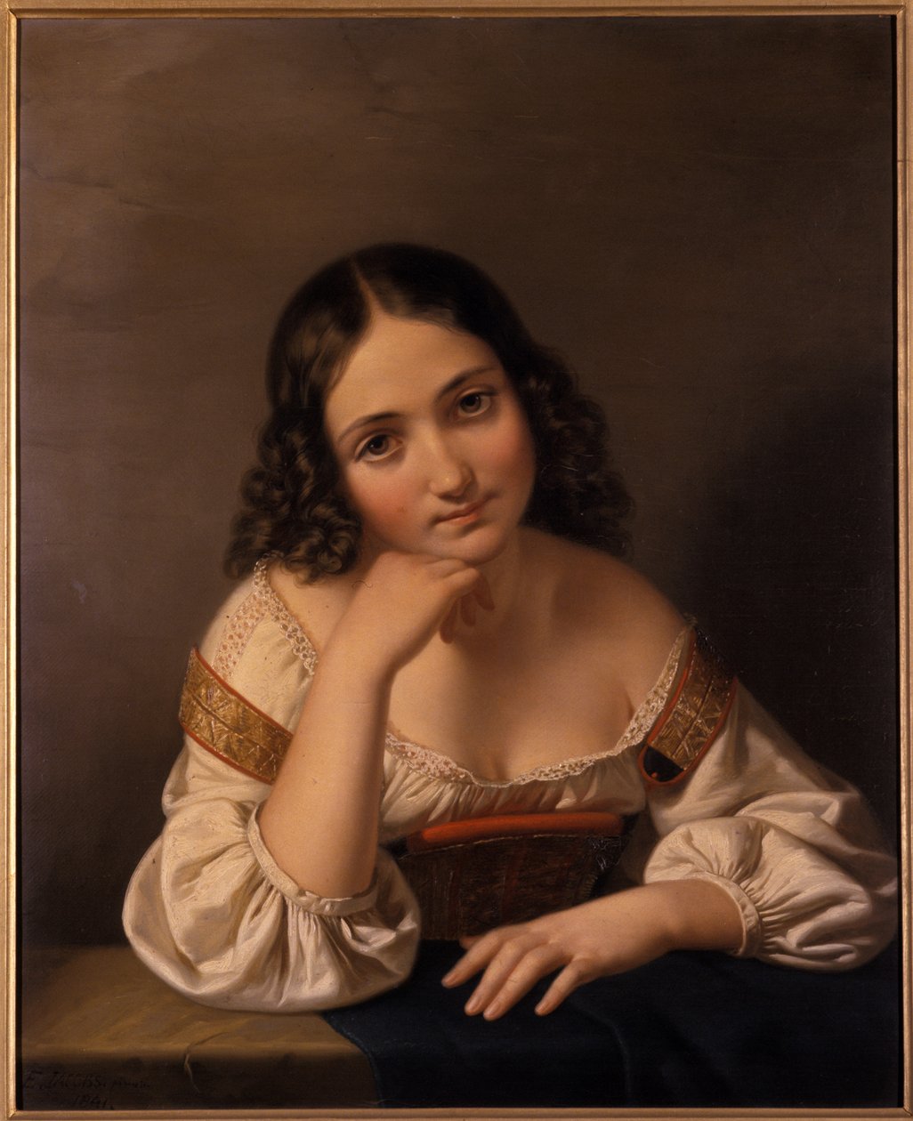 Portret van een jonge vrouw door German School