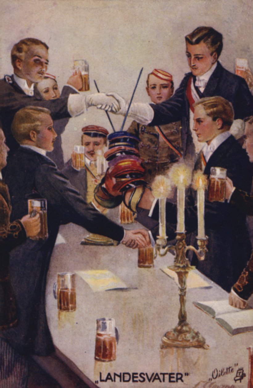 Proosten op het vaderland (kleurenlitho) door German School