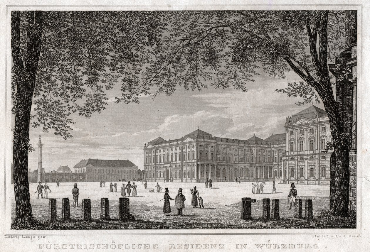 Würzburg (gravure, ca. 1850) door German School