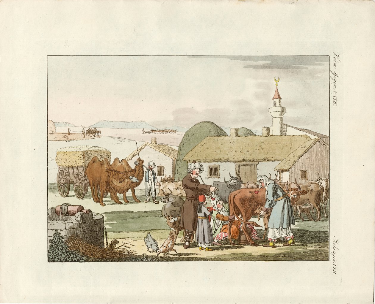 Inwoners van de Krim (gekleurde gravure) door German School