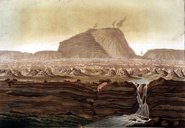 Jorullo Vulkaan, Mexico (kleur litho) door Gerolamo Fumagalli