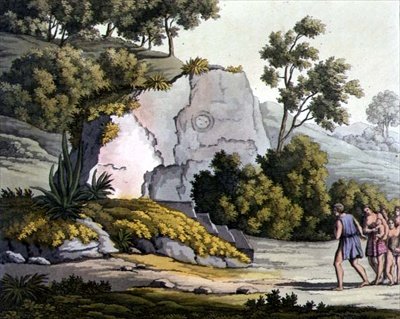 Tempel van de Priesters, Peru (kleur litho) door Gerolamo Fumagalli