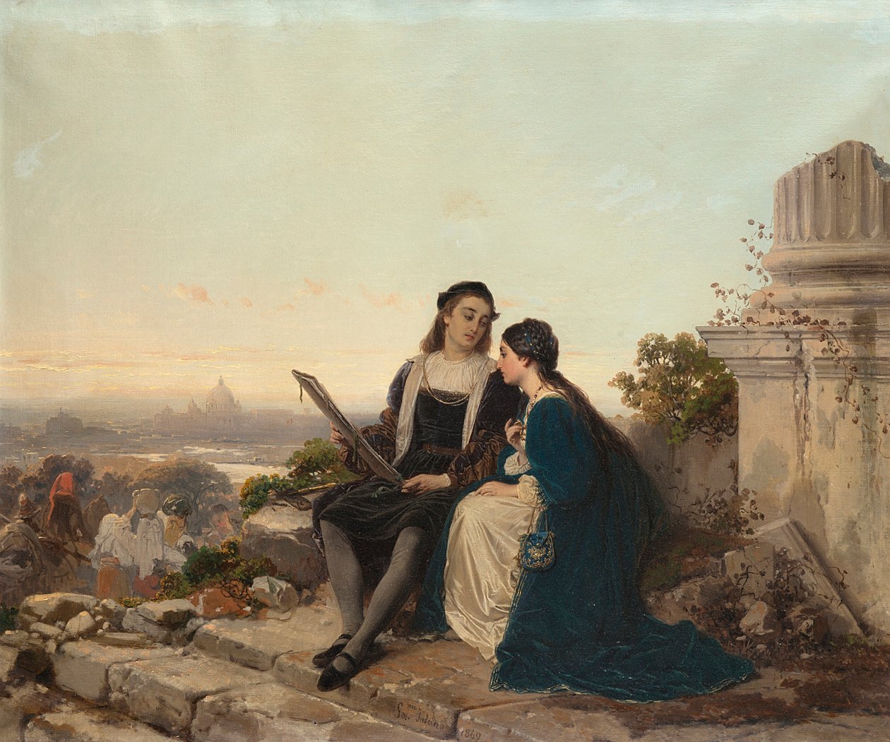 Raphael en Fornarina, 1869 door Gerolamo Induno