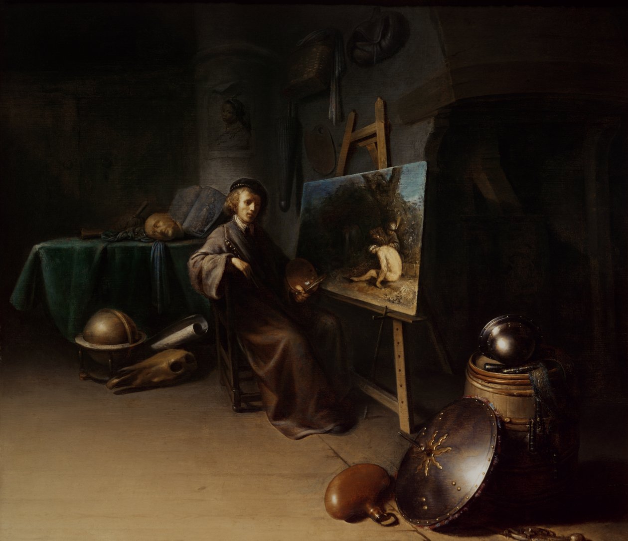 Kunstenaar in zijn atelier door Gerrit Dou