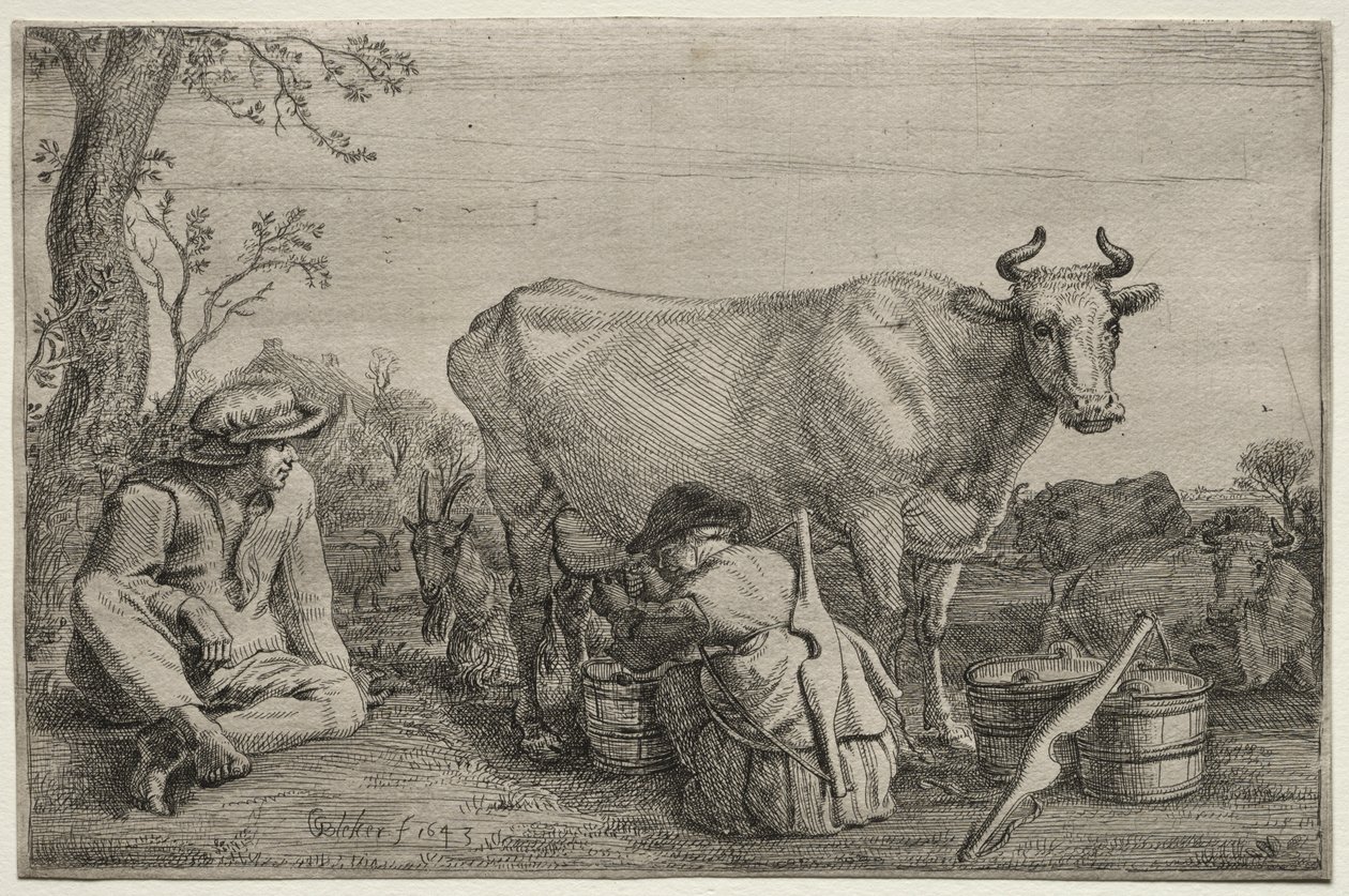 Het melkmeisje door Gerrit Claesz. Bleker