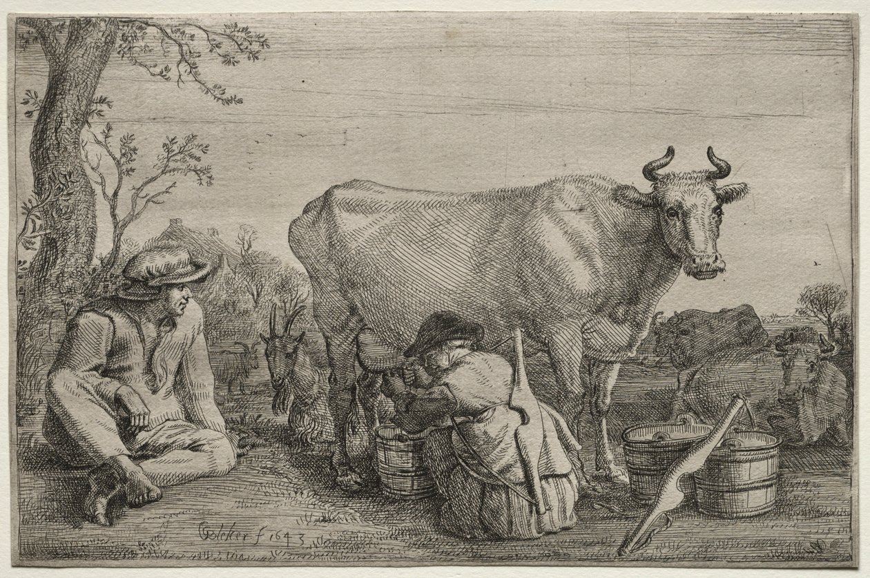 Het melkmeisje door Gerrit Claesz. Bleker