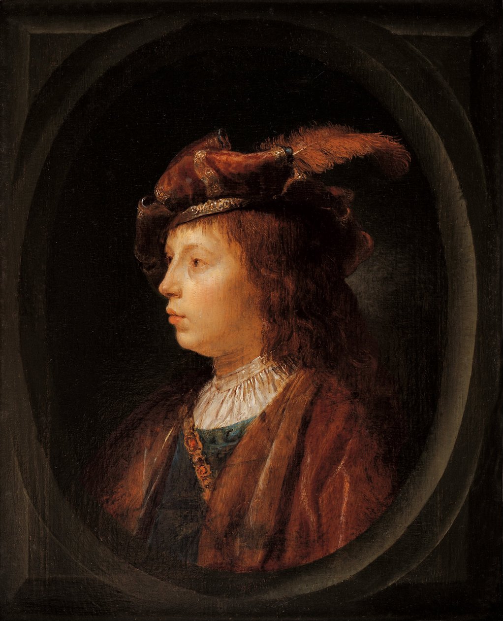 Hoofd van een jeugd door Gerrit Dou
