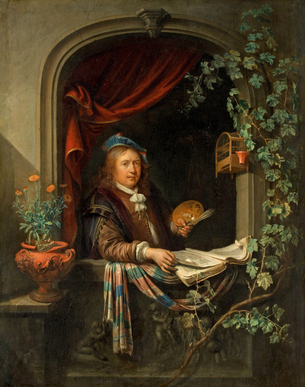 Zelfportret, c.1665 door Gerrit Dou