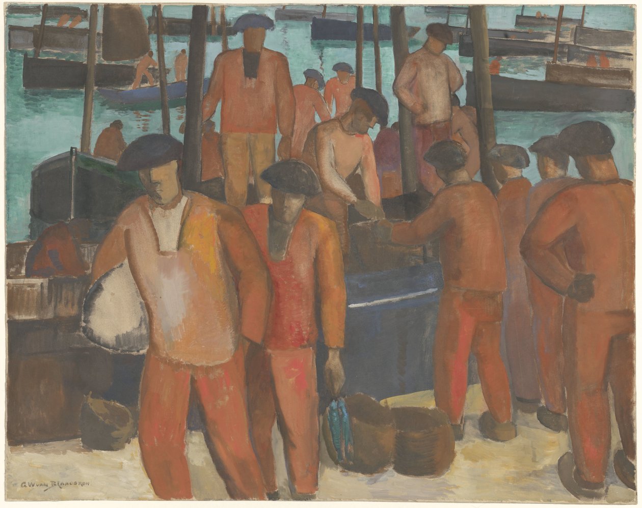 Haven te Douarnenez door Gerrit van Blaaderen