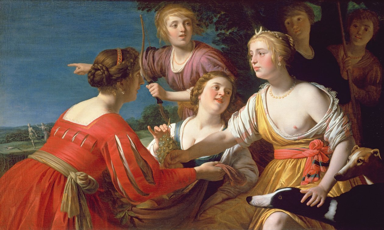 Diana rust na de jacht door Gerrit van Honthorst