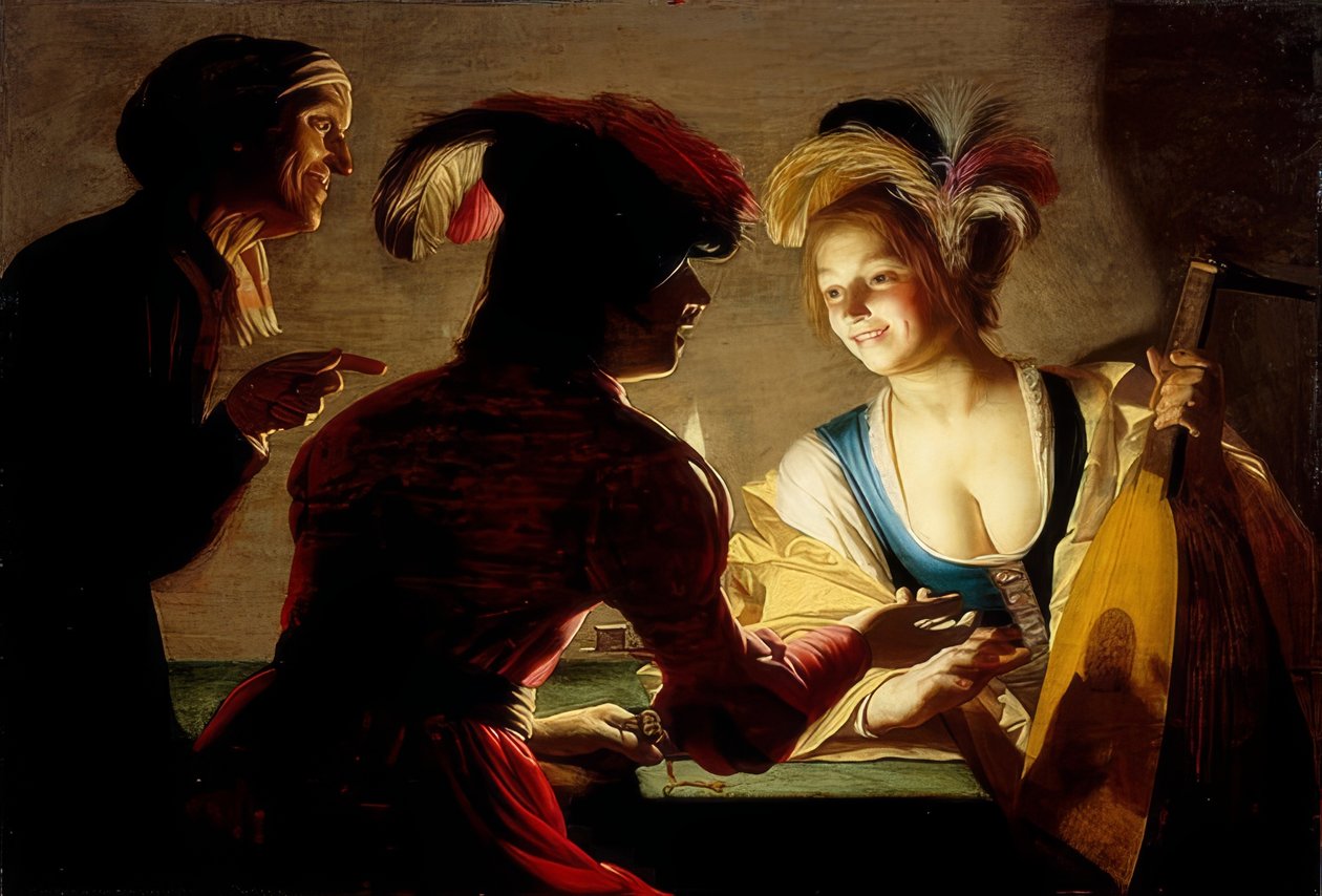 De Koppelaarster door Gerrit van Honthorst