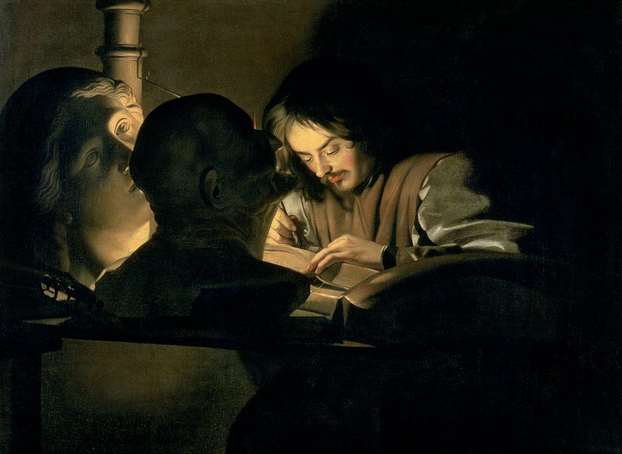 De kunstenaar aan het werk door Gerrit van Honthorst
