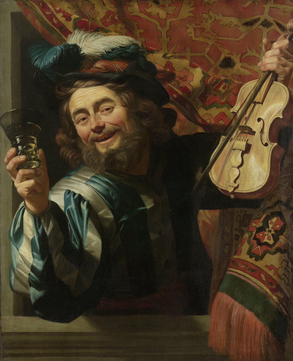 De Vrolijke Vioolspeler door Gerrit van Honthorst