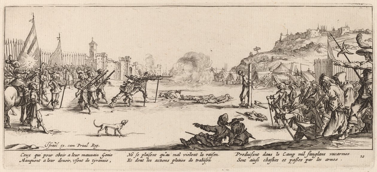 Het vuurpeloton door Gerrit van Schagen after Jacques Callot