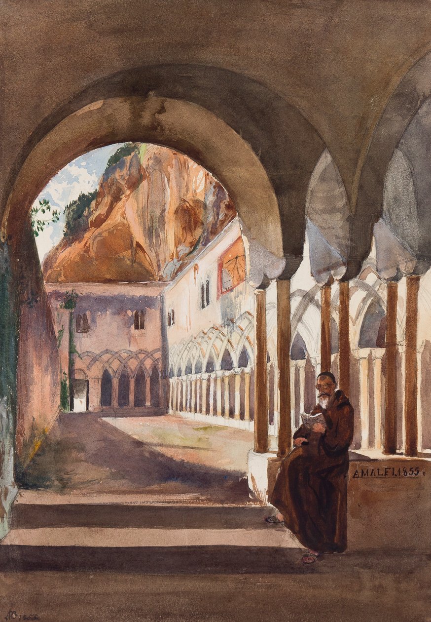 Kloosters in Amalfi, met toevoegingen door Prins Luigi Maria di Borbone (1838-1886), 1855 door Giacinto Gigante