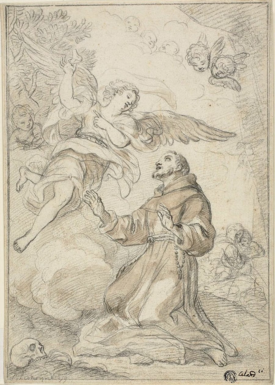 Engel verschijnt aan Sint Dominicus door Giacinto Calandrucci