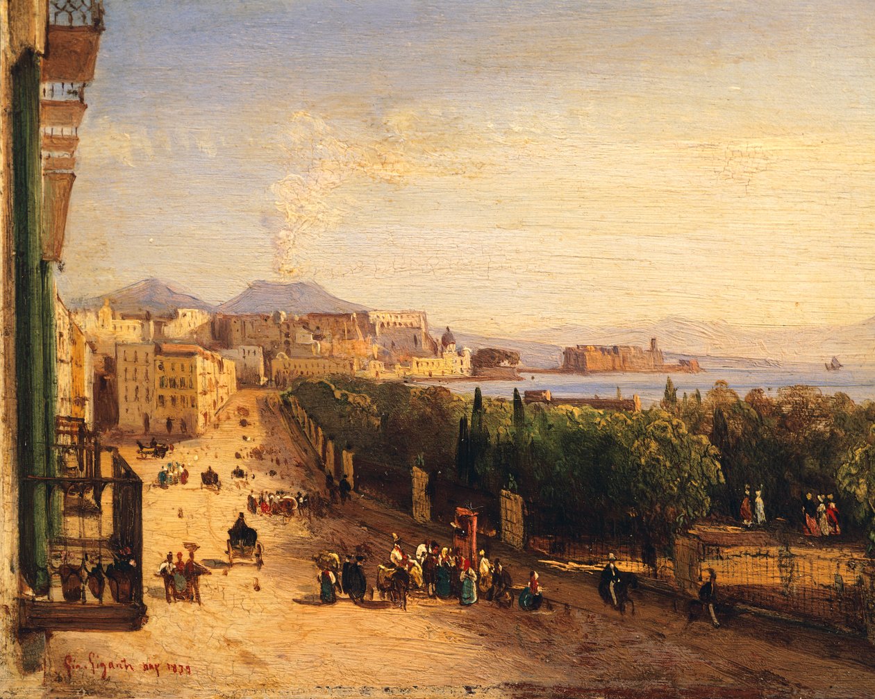 Riviera di Chiaia in Napels door Giacinto Gigante