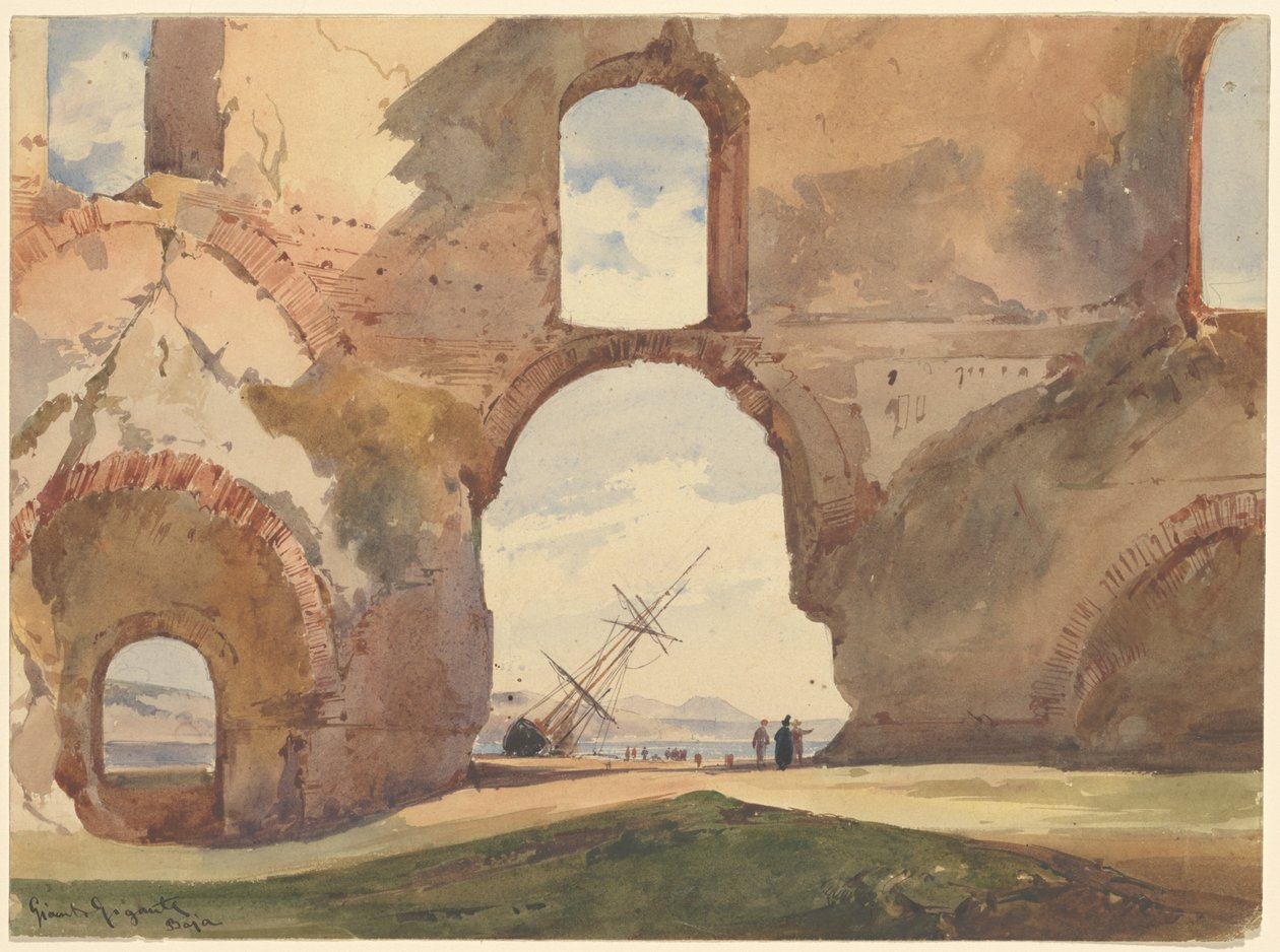 Uitzicht door de Tempel van Venus, Baia door Giacinto Gigante