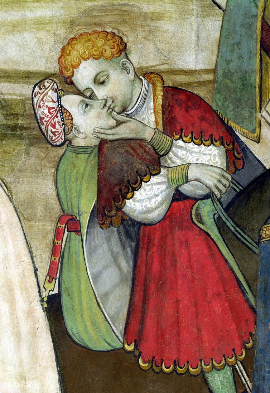 De Fontein van het Leven, detail van een omhelzend paar, 1418-30 door Giacomo Jaquerio