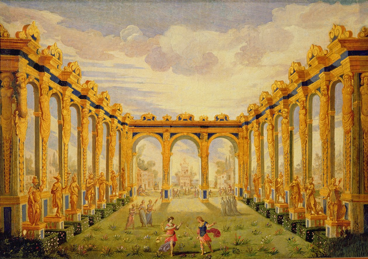 Act III, scène V: Binnenplaats van de Elyseese Velden door Giacomo Torelli