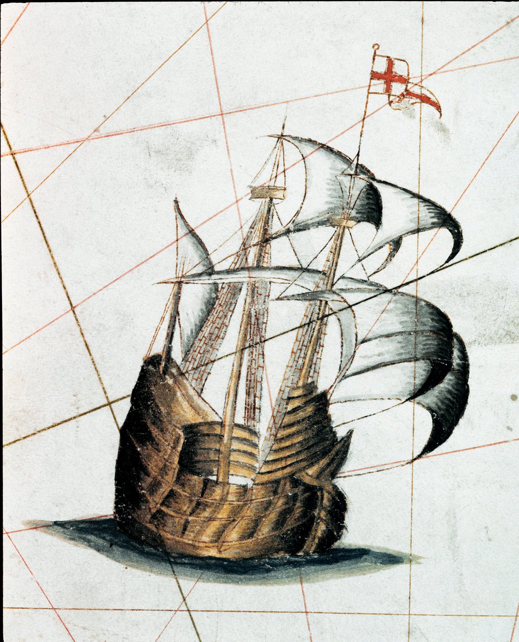 Genoese karveel (detail van een portulan) door Giacomo Maggiolo