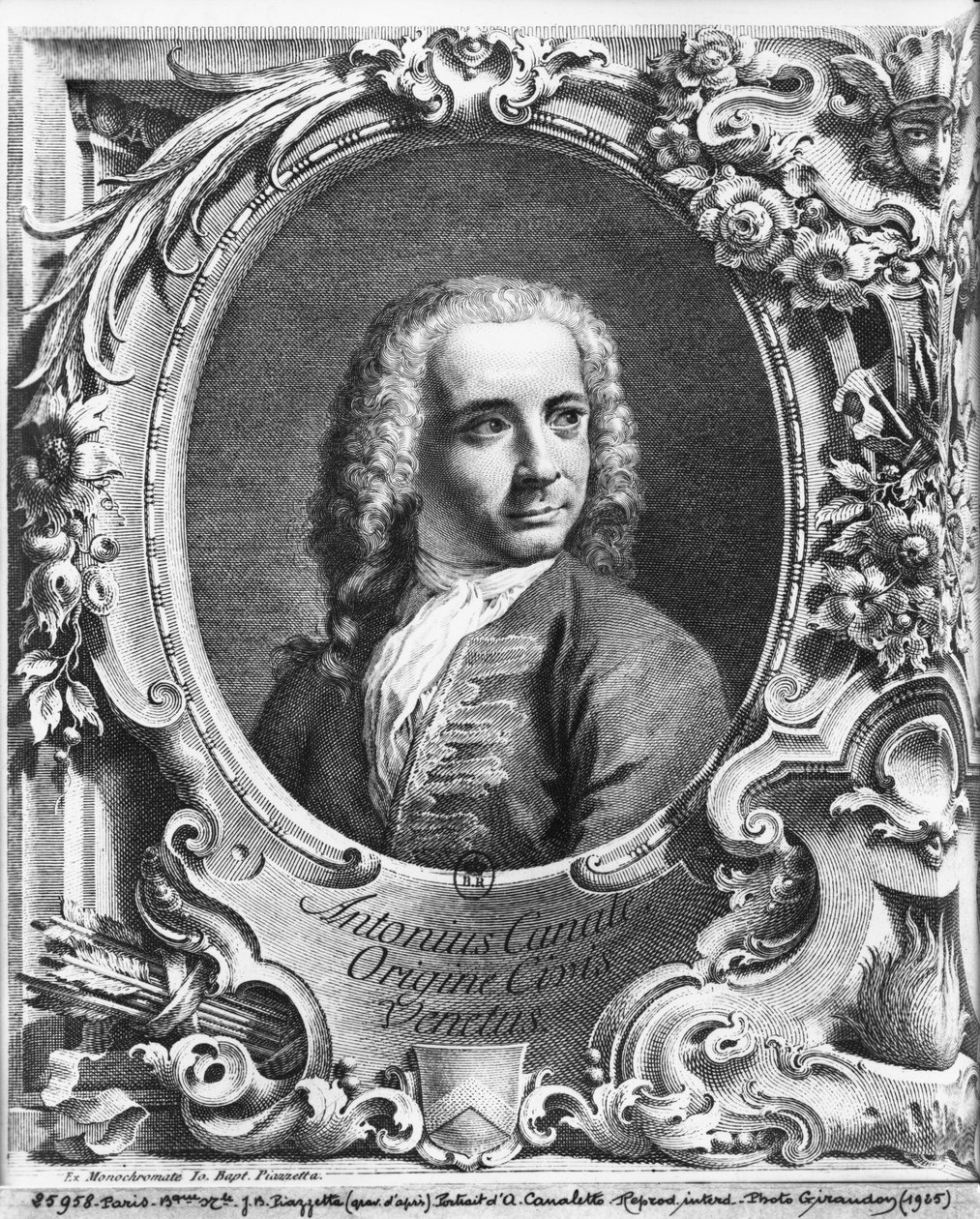 Portret van Antonio Canaletto, titelpagina illustratie uit 