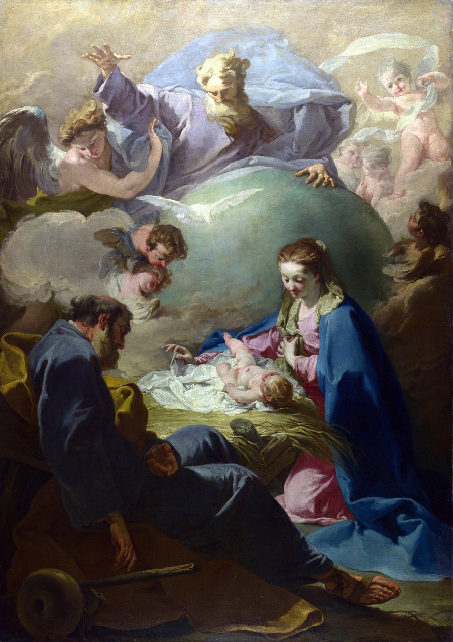 Geboorte met God de Vader en de Heilige Geest door Giambattista Pittoni