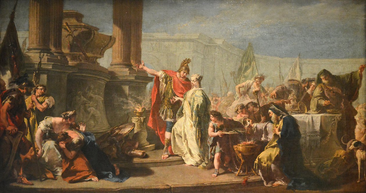 Polyxène voor het graf van Achilles door Giambattista Pittoni