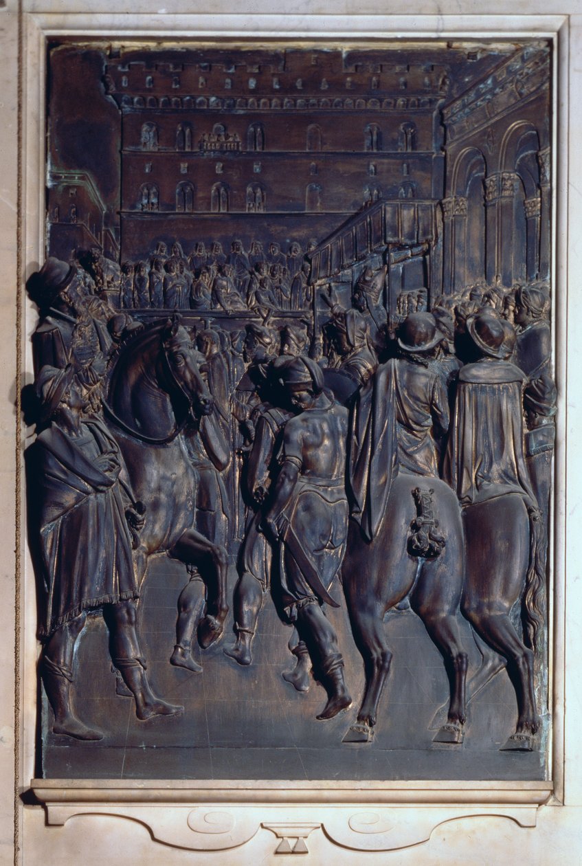 St. Agostino predikt tot de Florentijnen, reliëf uit de Salviati-kapel door Giambologna