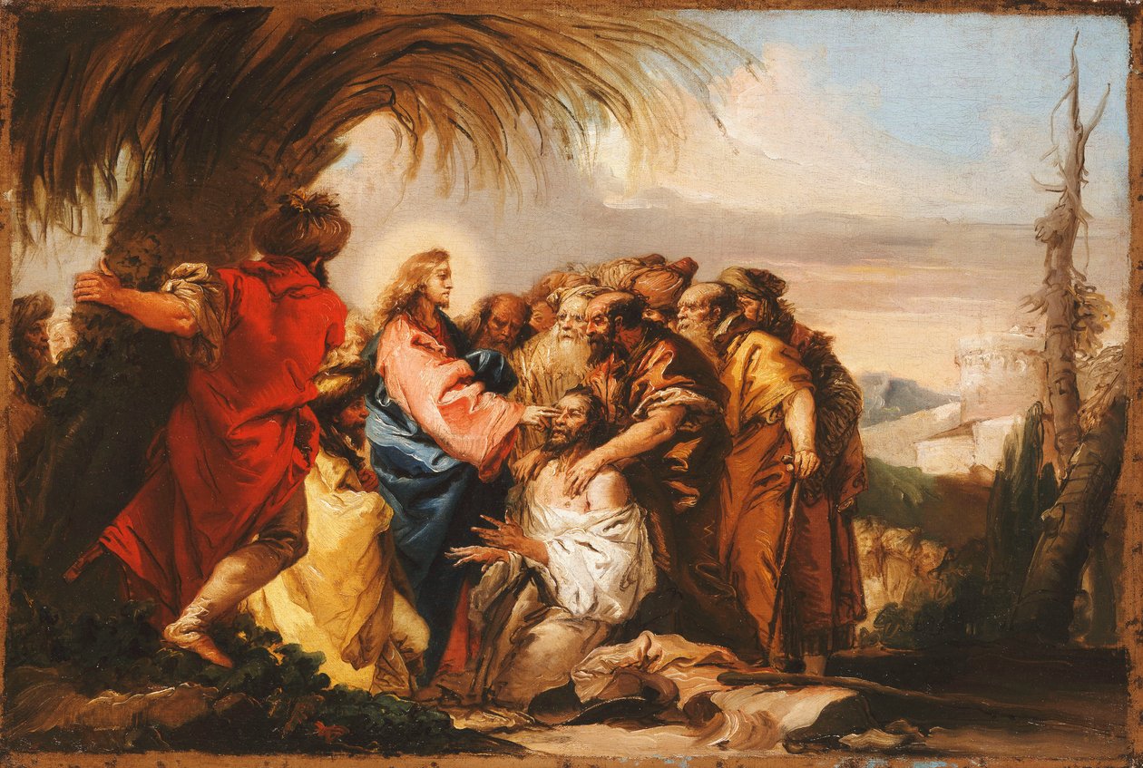 Christus geneest de blinde man, c.1751 door Giovanni Domenico Tiepolo