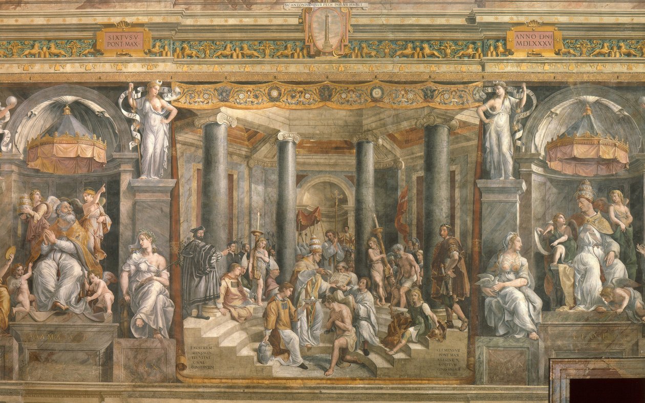 De doop van Constantijn, 1517-1524 door Gianfrancesco Penni