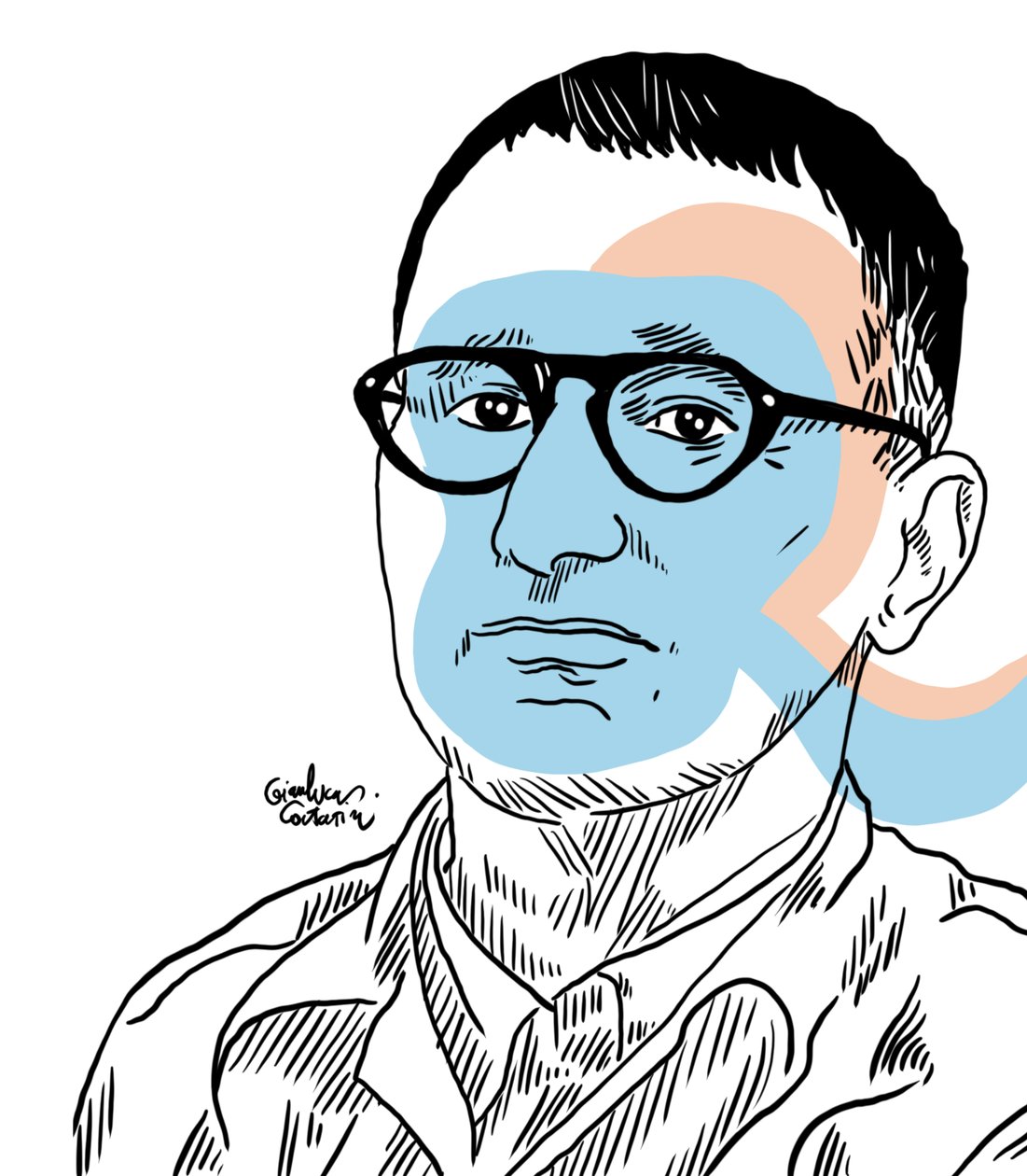 Portrait of Bertolt Brecht, 2022 (digital) door Gianluca Costantini