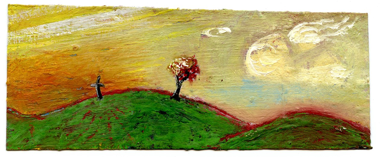 Boom en kruis, zonsondergang, 2003 door Gigi Sudbury