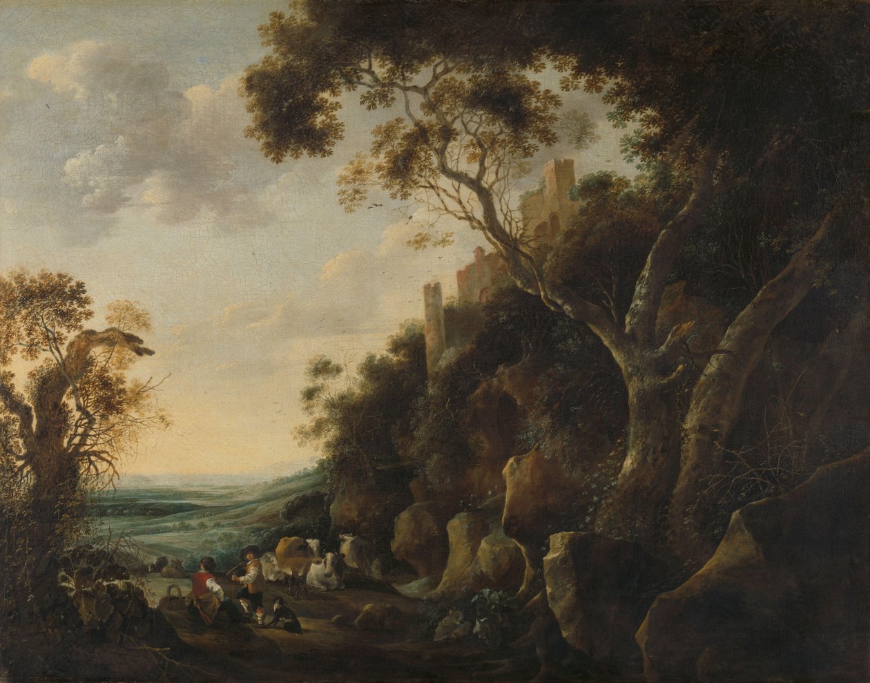Landschap met herders door Gijsbert Gillisz de Hondecoeter