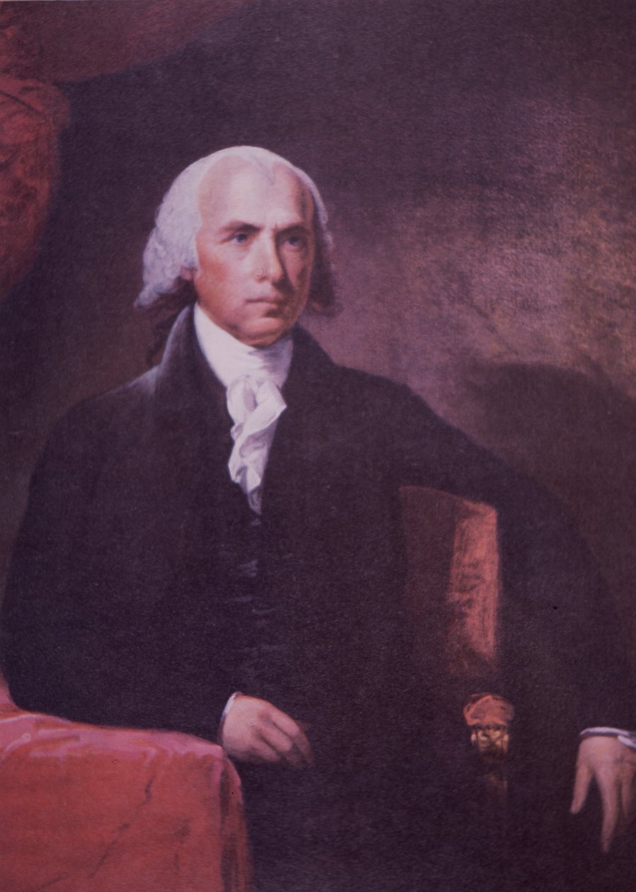 James Madison (kleur litho) door Gilbert (after) Stuart