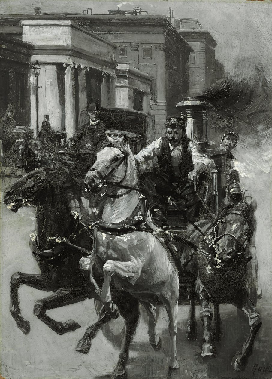Haast naar het vuur, ca. 1900 door Gilbert Gaul