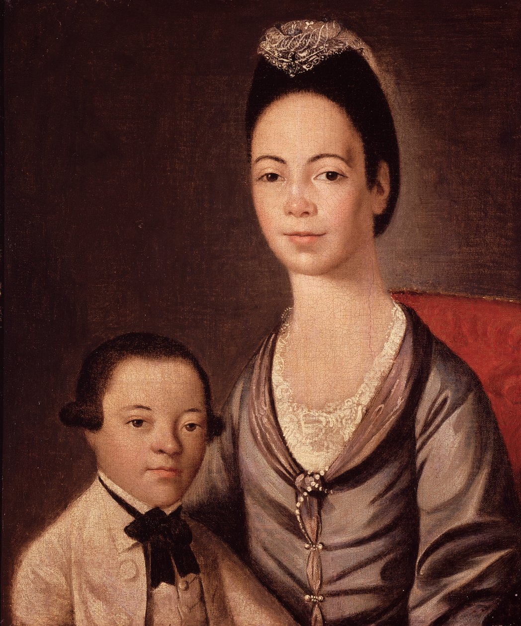 Mevrouw Aaron Lopez en haar zoon, Joshua door Gilbert Stuart
