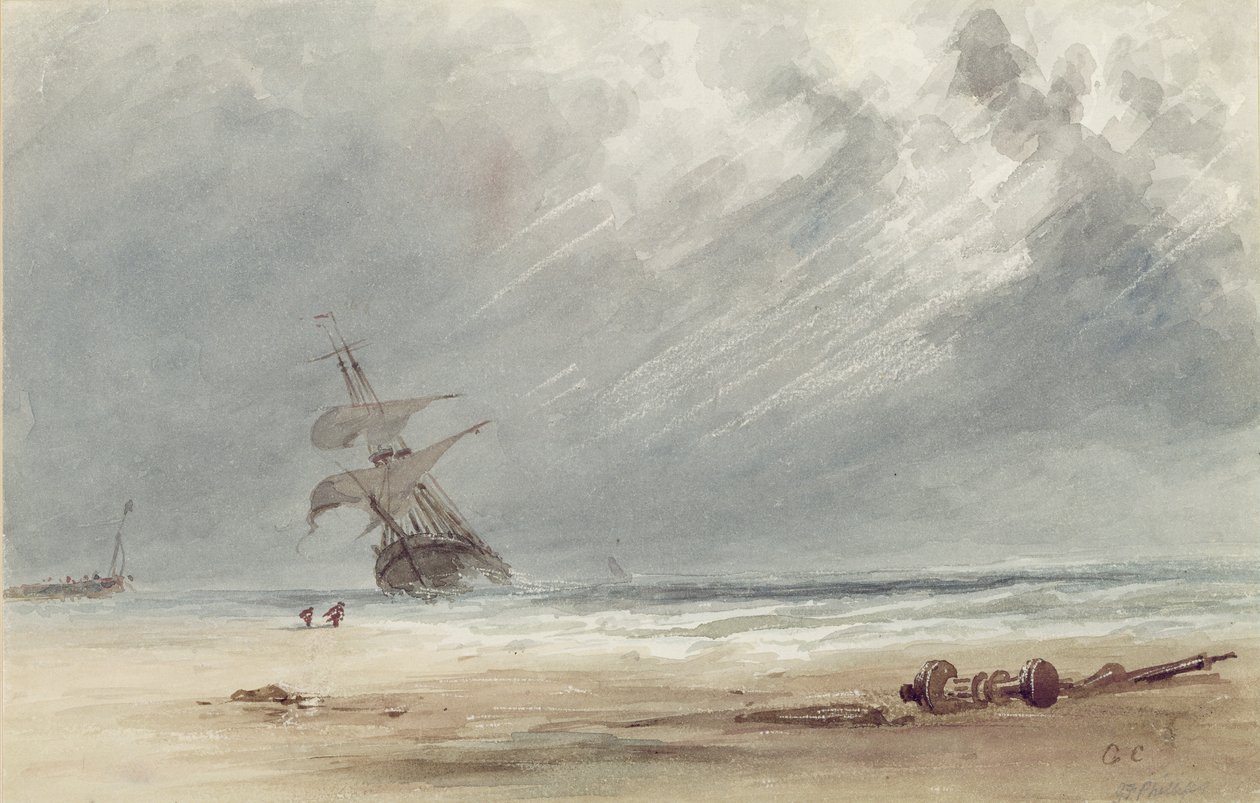 Storm over een kust door Giles Firman Phillips