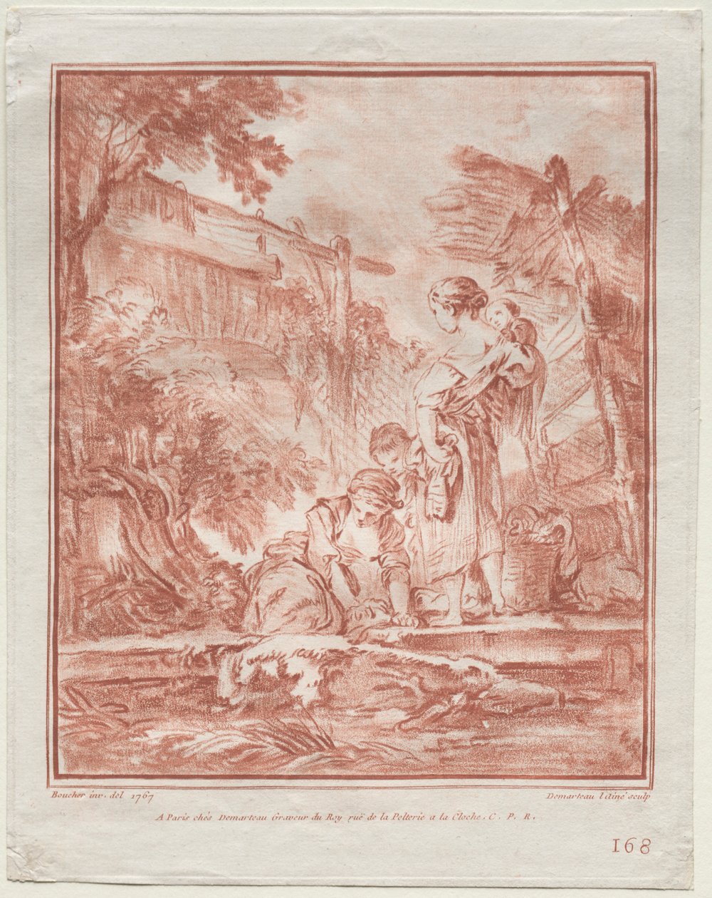 De wasvrouw, 1767 door Gilles Demarteau