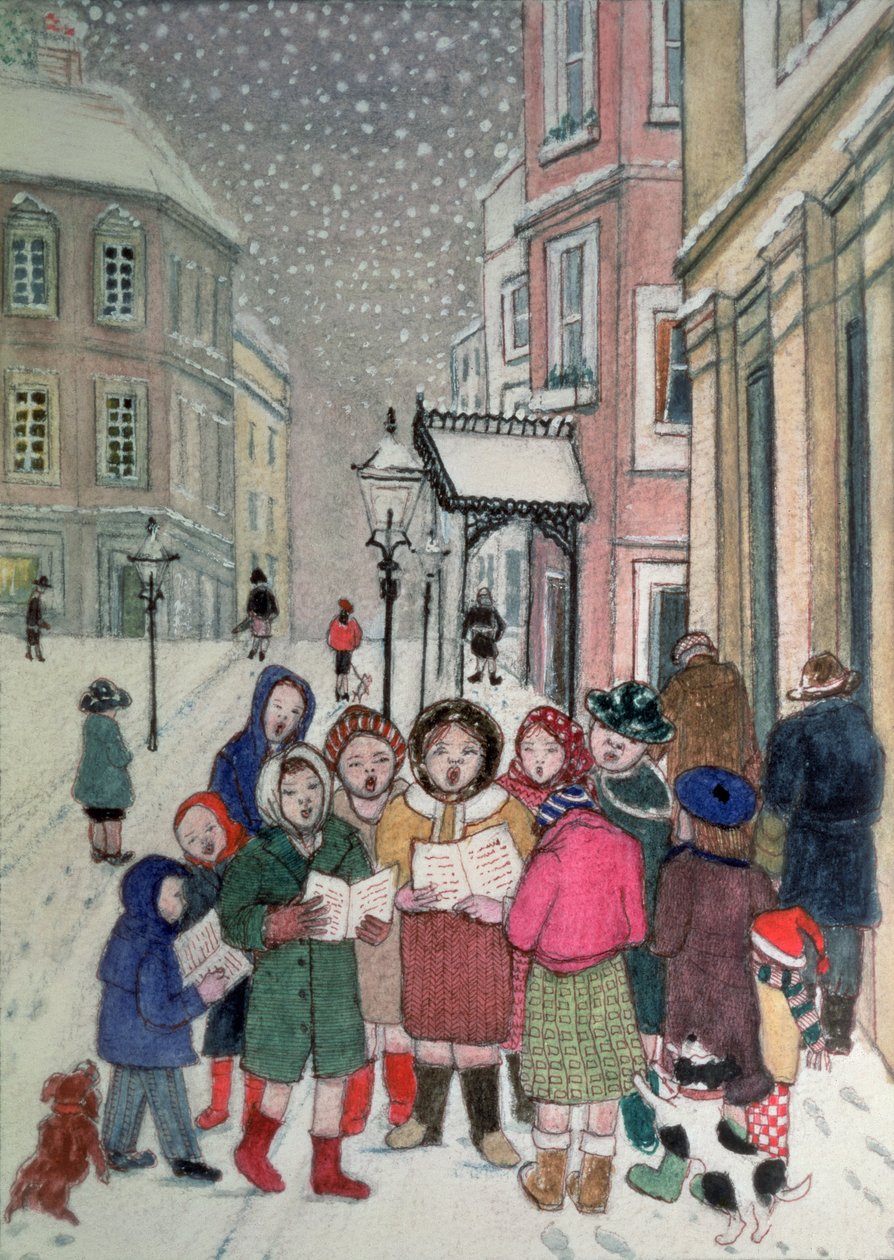 Kerstliedzangers door Gillian Lawson