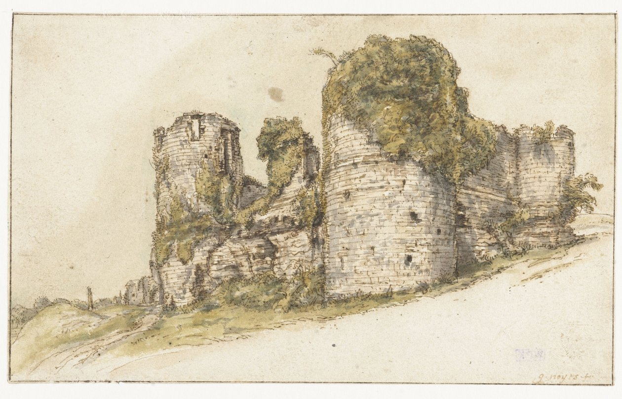 Uitzicht op Château de César in Vau door Gillis Neyts