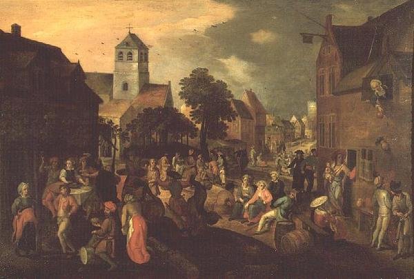 Het Dorpsfeest door Gillis (attr. to) Mostaert