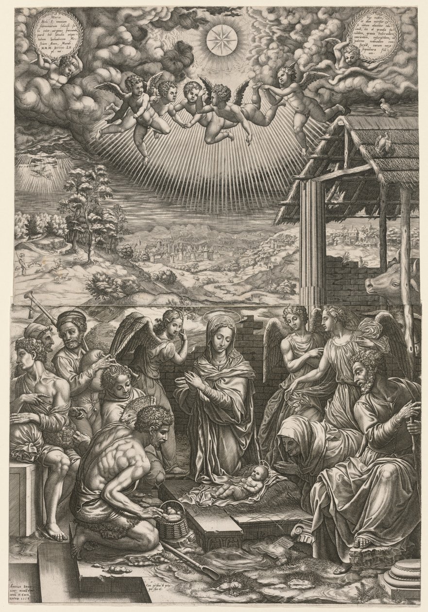 De geboorte van Christus, 1553 door Giorgio Ghisi
