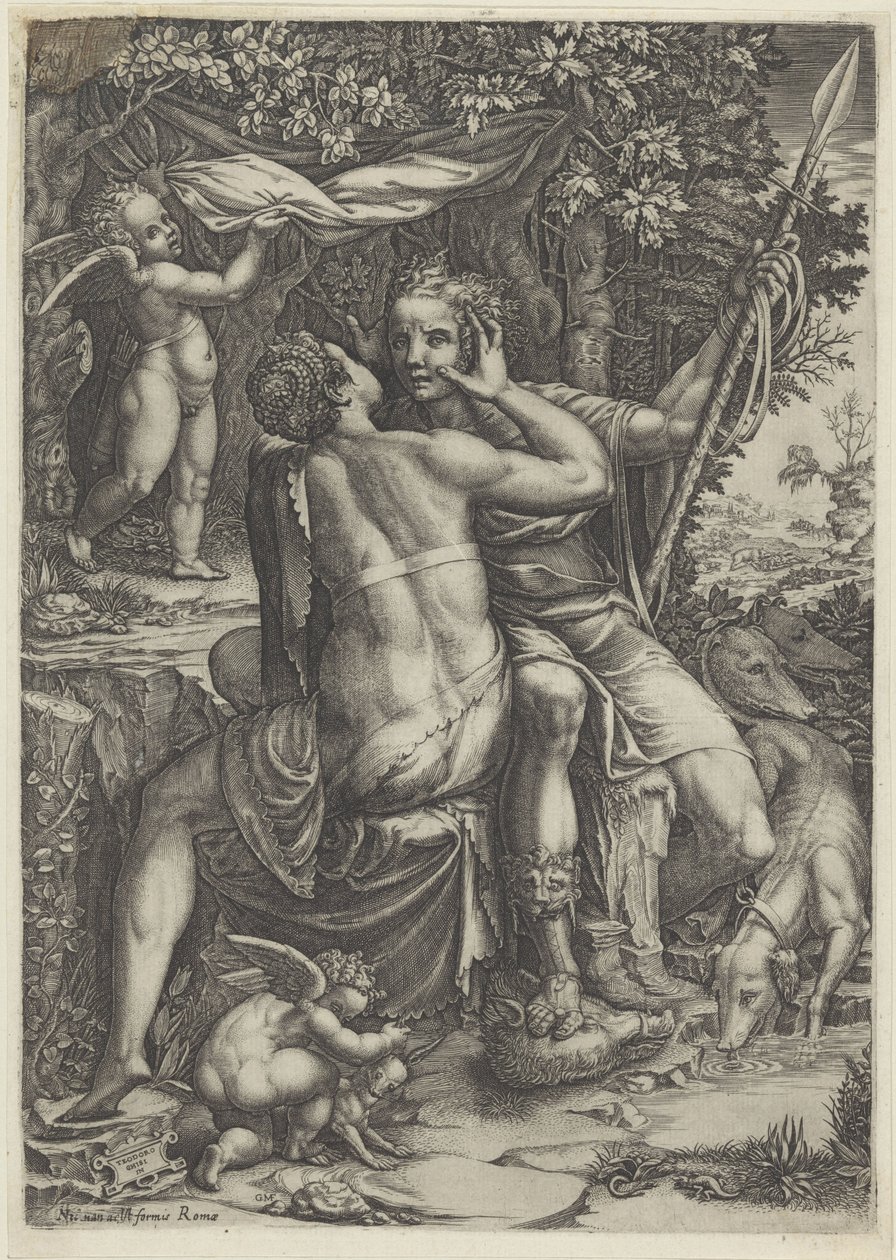 Venus en Adonis door Giorgio Ghisi