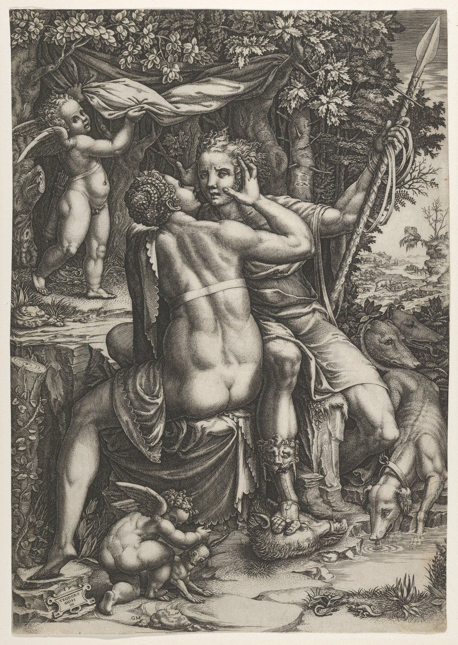 Venus en Adonis door Giorgio Ghisi