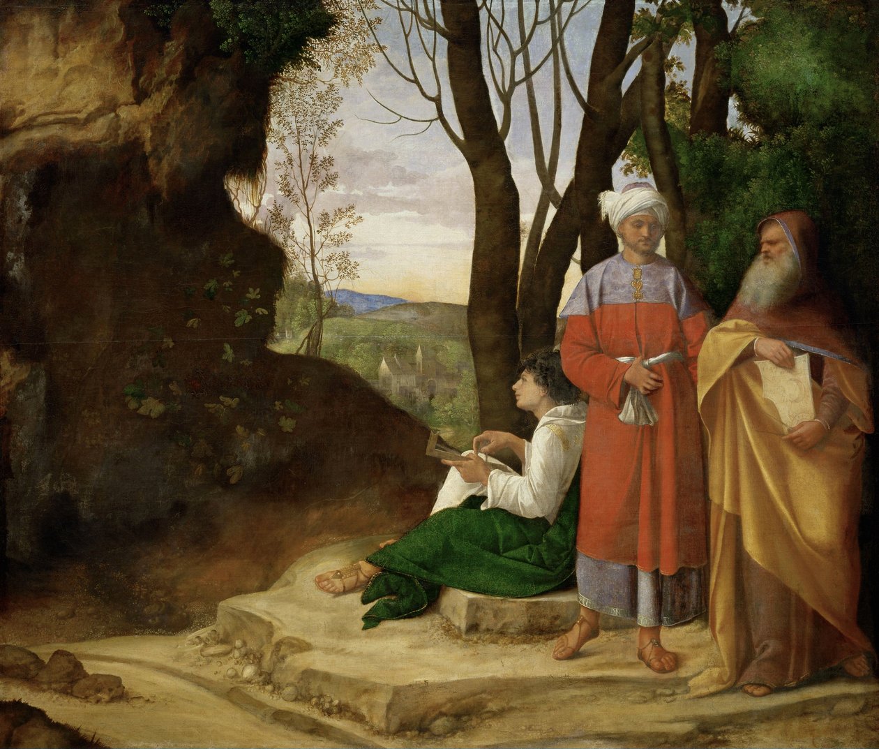 Drie filosofen door Giorgione